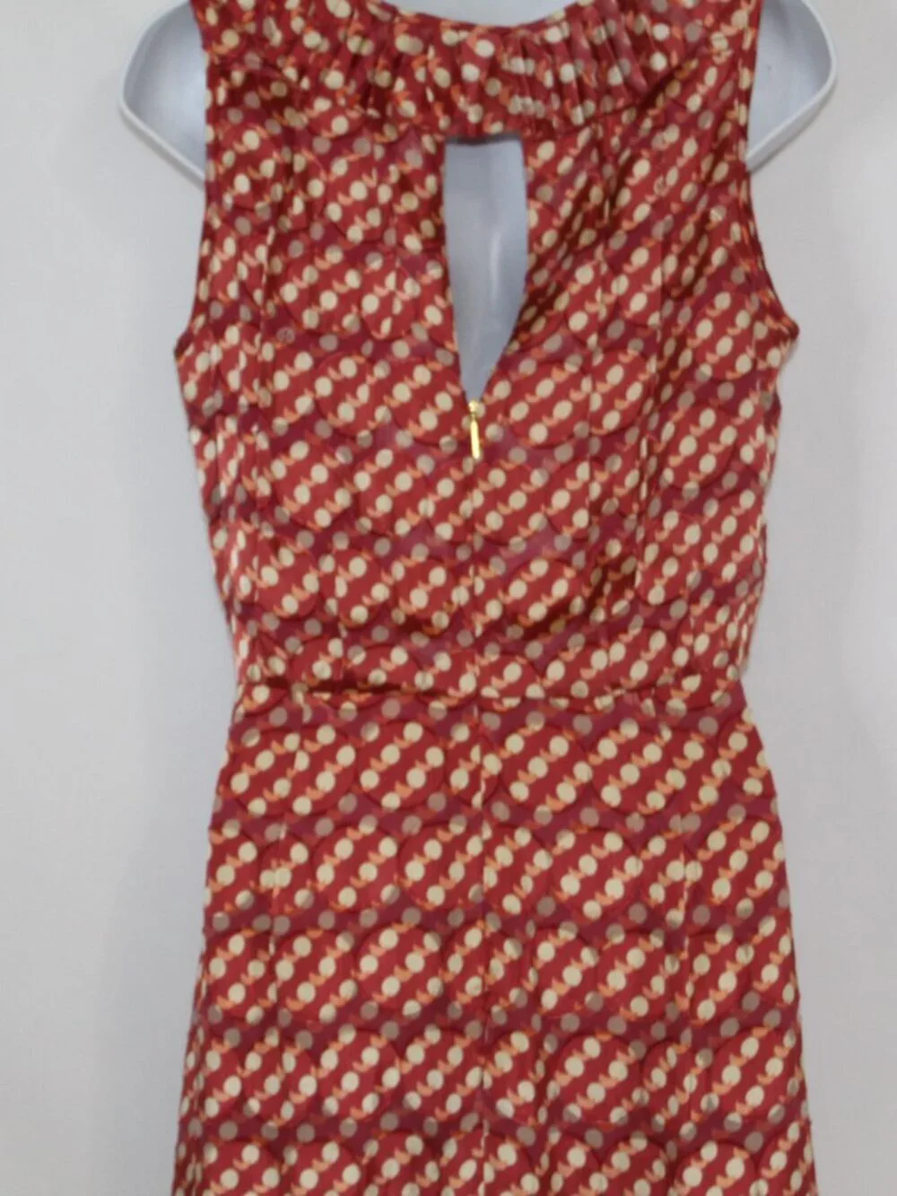 Tory Burch orange polka dot silk blend ruffle mini resort wear sleeveless
